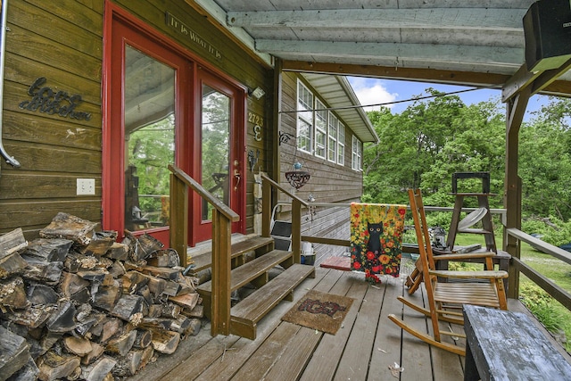 deck featuring entry steps