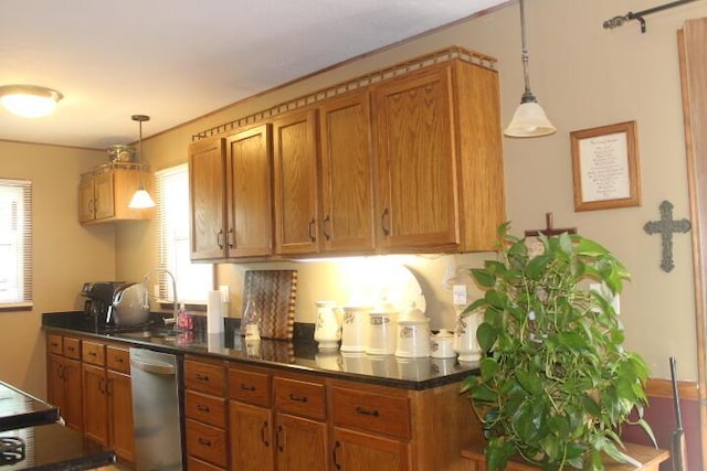 23197 Oakwood Cir, Hermitage, MO 65668 - kitchen featuring dishwasher, healthy amount of natural light, and brown cabinetry