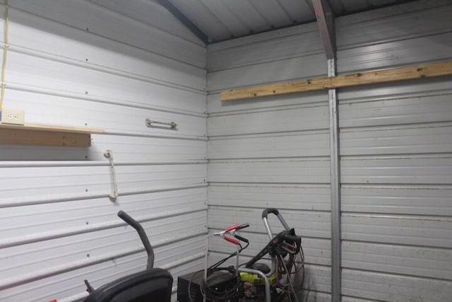 23197 Oakwood Cir, Hermitage, MO 65668 - garage featuring wooden walls