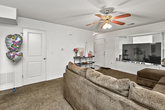 1292 Hillcrest Pl Unit A & B, Branson, MO 65616 - living room featuring carpet floors, ceiling fan, and baseboards