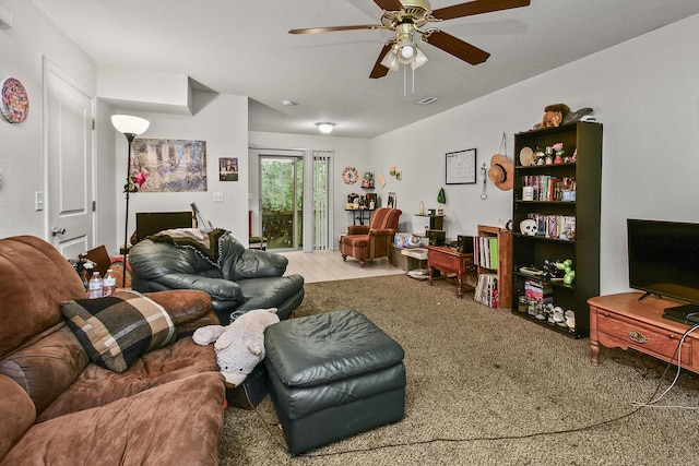 1292 Hillcrest Pl Unit A & B, Branson, MO 65616 - living room with ceiling fan and carpet flooring