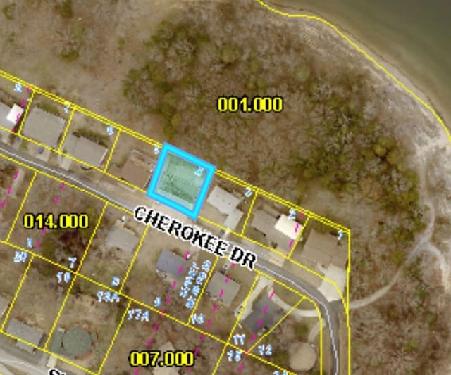 139 Cherokee Dr, Kimberling City, MO 65686 - aerial view of property's location with property parcel outlined