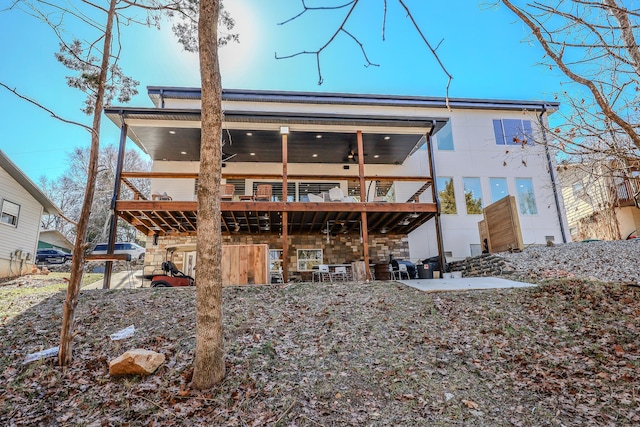 139 Cherokee Dr, Kimberling City, MO 65686 - rear view of house featuring a ceiling fan
