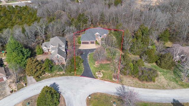 143 Woodfield Dr, Highlandville, MO 65669 - aerial view of property and surrounding area featuring property parcel outlined