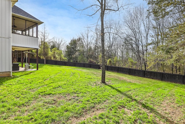 143 Woodfield Dr, Highlandville, MO 65669 - view of yard with a ceiling fan, central AC unit, and a patio