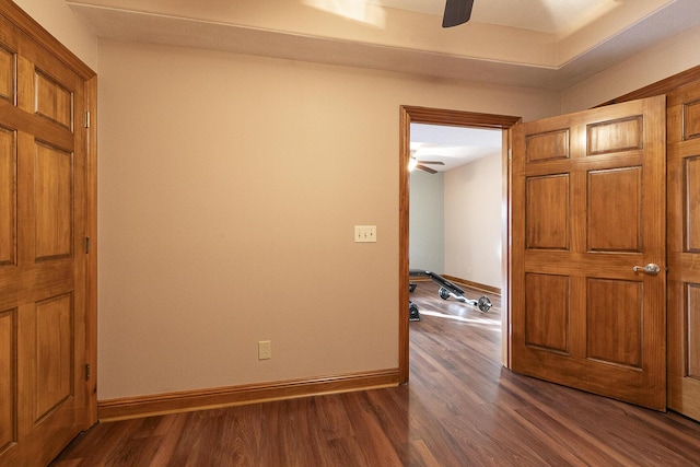 143 Woodfield Dr, Highlandville, MO 65669 - hall featuring dark wood-style floors and baseboards