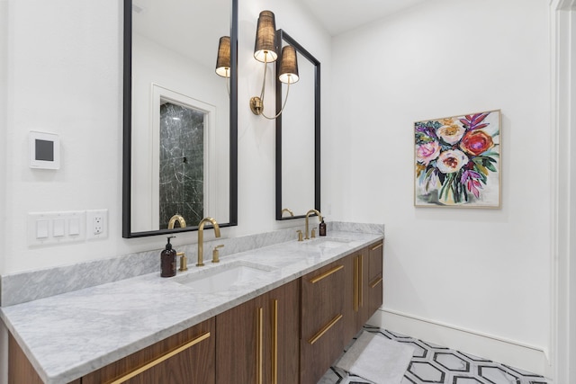 273 Secret Ln, Branson West, MO 65737 - bathroom with double vanity, tile patterned flooring, and baseboards