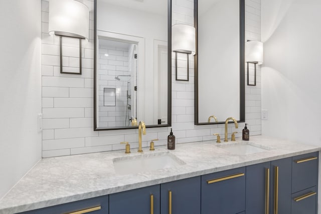 273 Secret Ln, Branson West, MO 65737 - bathroom featuring tasteful backsplash and double vanity