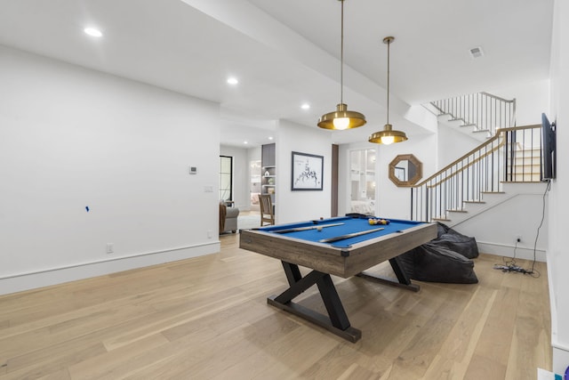 273 Secret Ln, Branson West, MO 65737 - recreation room featuring light wood finished floors, pool table, baseboards, and recessed lighting