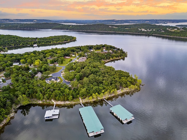 273 Secret Ln, Branson West, MO 65737 - aerial view at dusk of a water view