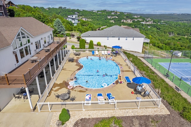 community pool with fence