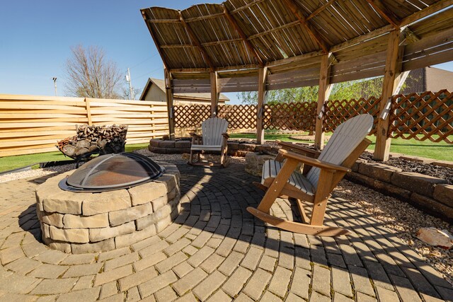 522 E Grace St, Republic, MO 65738 - view of patio featuring an outdoor fire pit and a fenced backyard
