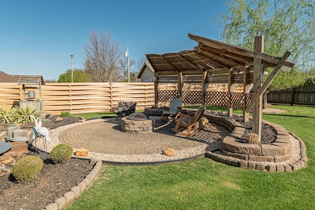 522 E Grace St, Republic, MO 65738 - view of yard with an outdoor fire pit and a patio