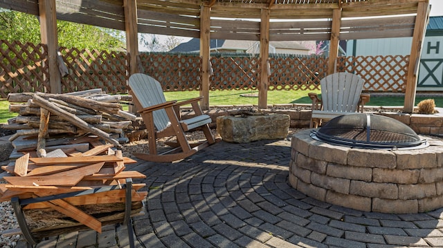 522 E Grace St, Republic, MO 65738 - view of patio with a fire pit and fence
