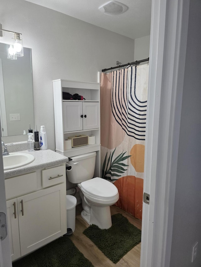 552 S Michelle Ave, Republic, MO 65738 - full bath featuring wood finished floors, toilet, vanity, and curtained shower
