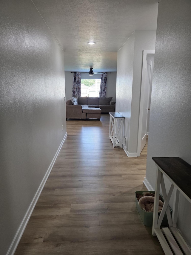 552 S Michelle Ave, Republic, MO 65738 - hallway with baseboards, wood finished floors, and a textured ceiling