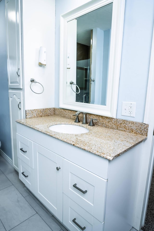 358 High Ridge Rd, Marshfield, MO 65706 - bathroom with vanity, marble look tile flooring, toilet, and a shower with door