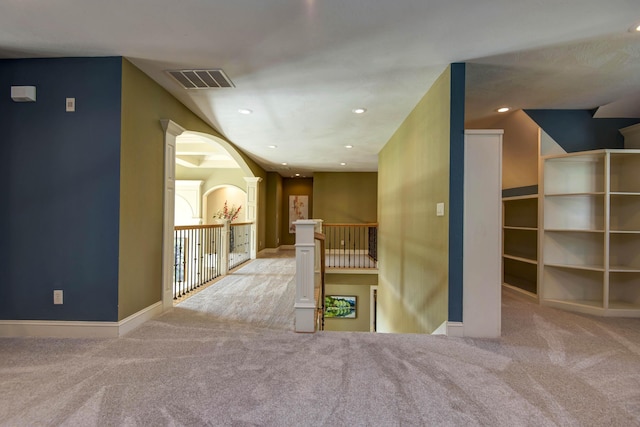 5853 S Northern Ridge Rd, Springfield, MO 65810 - hall featuring carpet flooring, arched walkways, baseboards, and recessed lighting