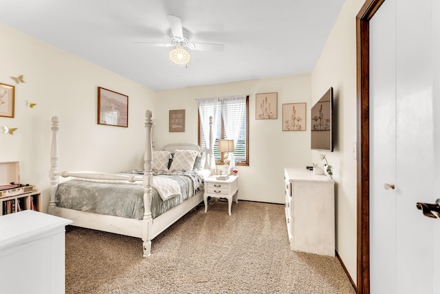 340 Greene Rd, Sparta, MO 65753 - bedroom featuring light carpet, ceiling fan, and baseboards