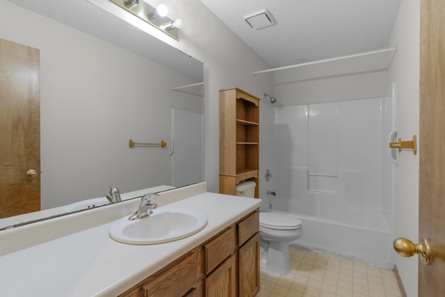 3563 S Western Ave, Springfield, MO 65807 - full bath featuring toilet, vanity, shower / bathtub combination, and a textured ceiling