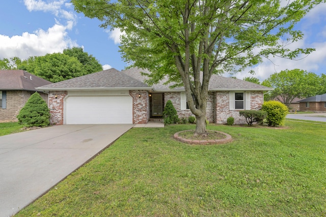 3563 S Western Ave, Springfield, MO 65807 - ranch-style home with an attached garage, concrete driveway, a front yard, and roof with shingles