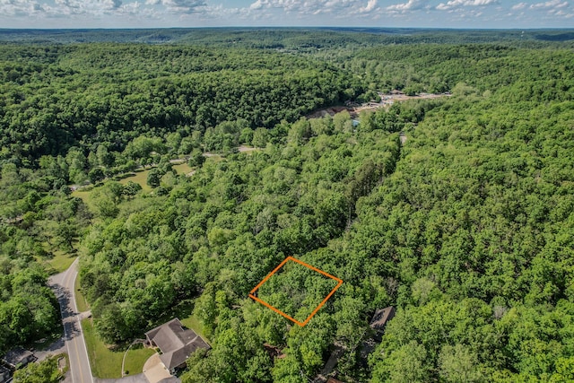view of property location featuring a heavily wooded area and property parcel outlined