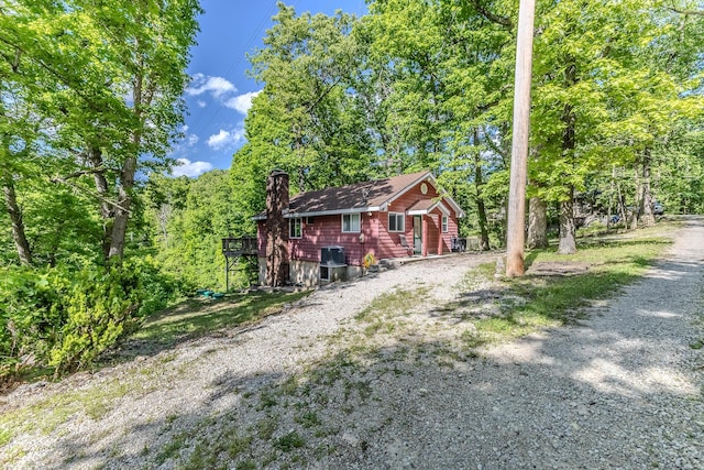 view of front of home with a chimney