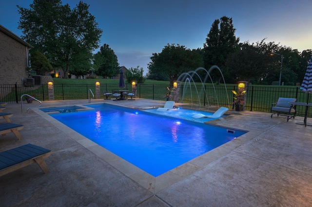 view of pool featuring a patio area and fence