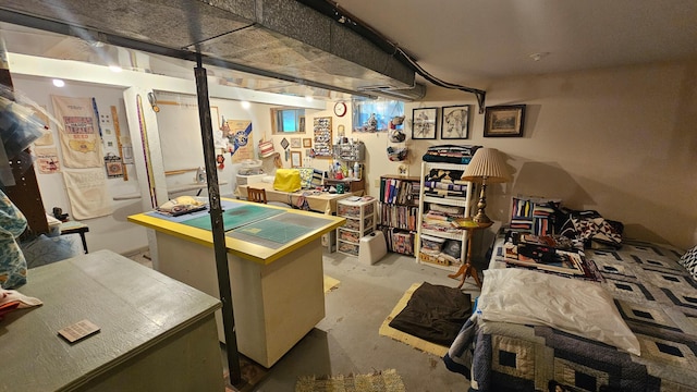 view of finished basement