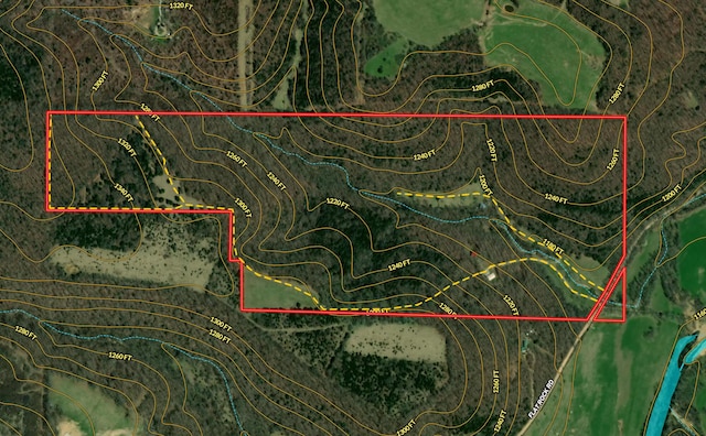 aerial overview of property's location with property boundaries highlighted