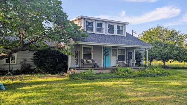636 W Center St, Rogersville, MO 65742 - view of front facade featuring roof with shingles, covered porch, and a front yard