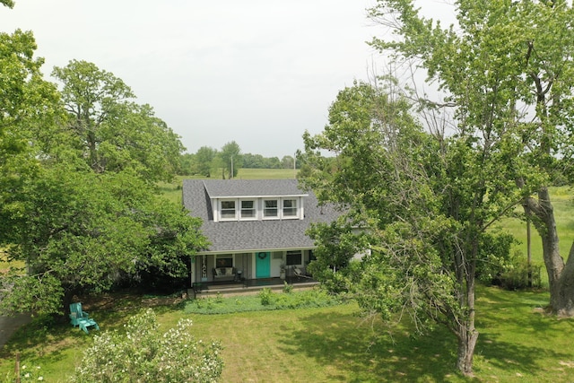 636 W Center St, Rogersville, MO 65742 - view of front of property with roof with shingles, a front lawn, and covered porch