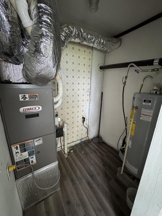 utilities with gas water heater and heating unit