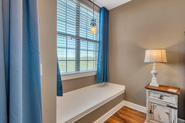 detailed view of baseboards and wood finished floors