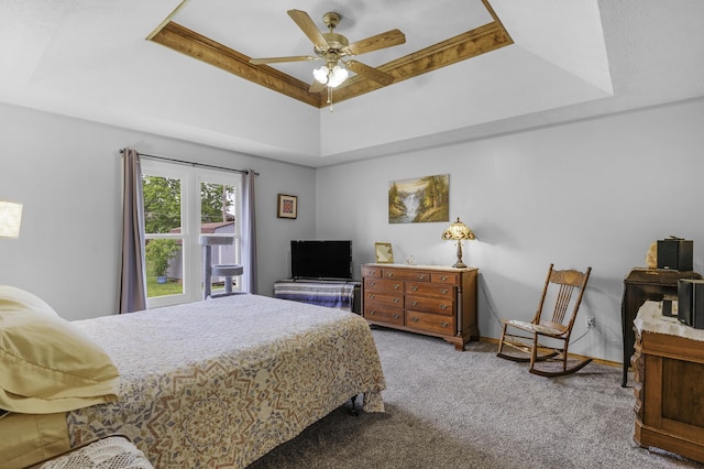 2515 S Laurel Ave, Springfield, MO 65807 - carpeted bedroom with a raised ceiling and a ceiling fan