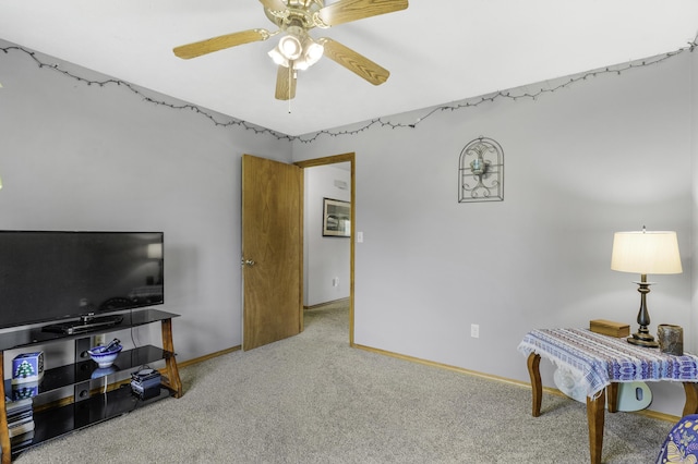 2515 S Laurel Ave, Springfield, MO 65807 - sitting room with carpet, a ceiling fan, and baseboards