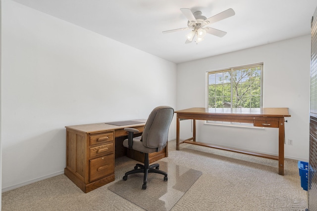 40 Overton Ct, Kimberling City, MO 65686 - office with light colored carpet, a ceiling fan, and baseboards
