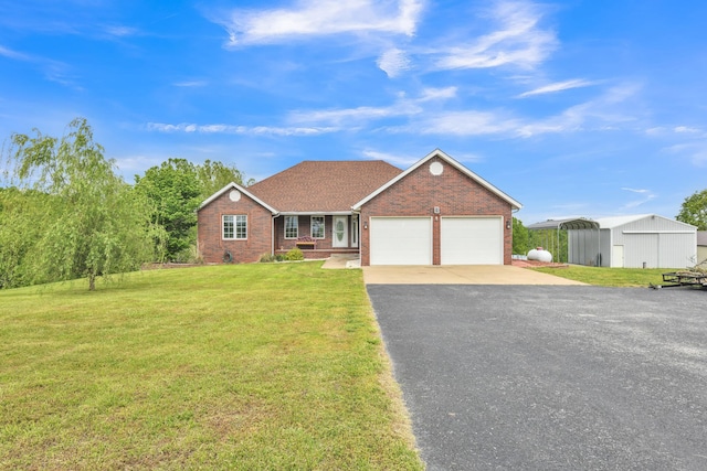 1888 S High Rdg, Nixa, MO 65714 - single story home featuring brick siding, a garage, asphalt driveway, a front lawn, and a shingled roof