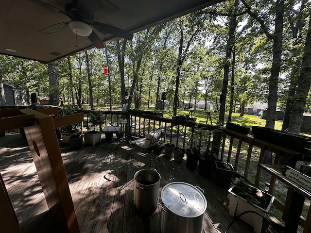 64 Deer Park Cir, Kimberling City, MO 65686 - wooden deck with ceiling fan