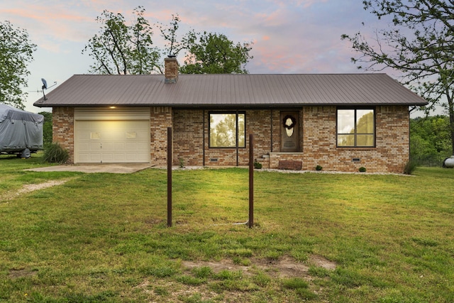 1065 Nicks Rd, Bradleyville, MO 65614 - view of front of home with brick siding, a front lawn, and a chimney