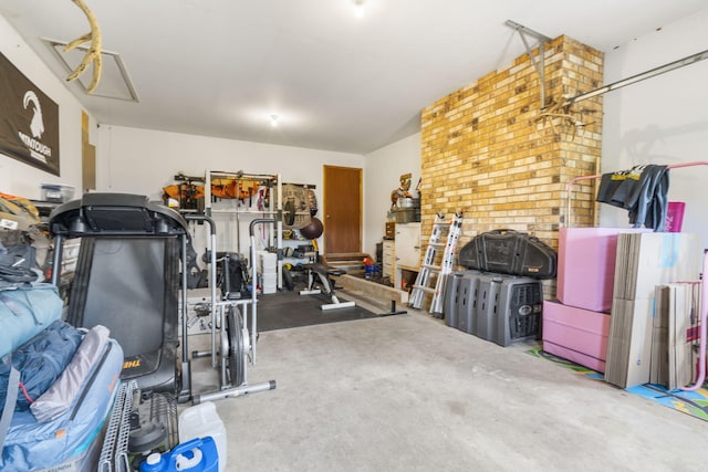 1065 Nicks Rd, Bradleyville, MO 65614 - workout area featuring attic access