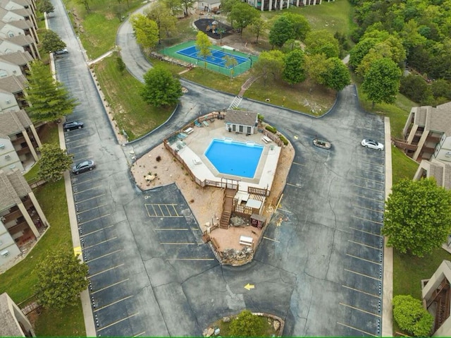 bird's eye view of a pool