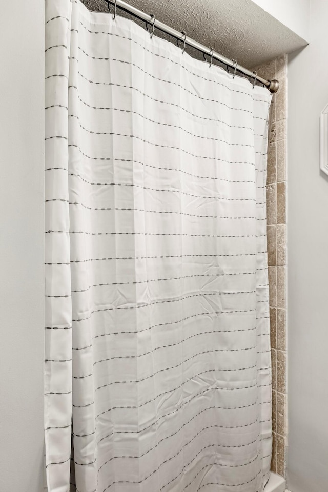 178 S Peach Tree Ln, Republic, MO 65738 - full bathroom featuring a shower with shower curtain and a textured ceiling