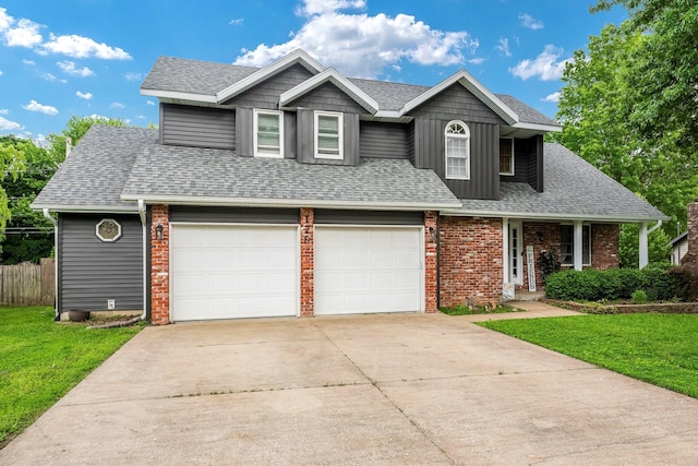 178 S Peach Tree Ln, Republic, MO 65738 - traditional home with driveway, roof with shingles, covered porch, and brick siding