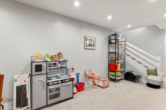178 S Peach Tree Ln, Republic, MO 65738 - rec room with carpet, recessed lighting, wine cooler, and baseboards