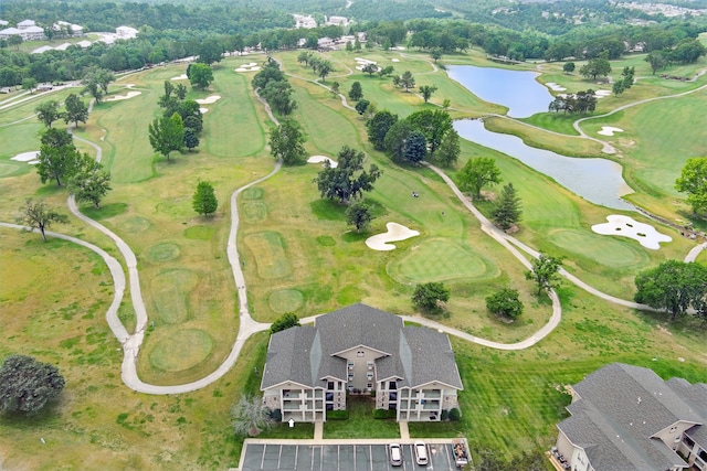bird's eye view of a large body of water and a golf club