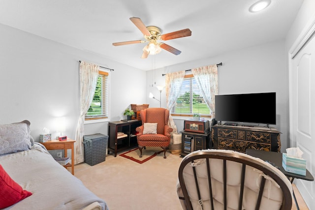 77 Johnson Way Ln, Kimberling City, MO 65686 - bedroom featuring light colored carpet and ceiling fan