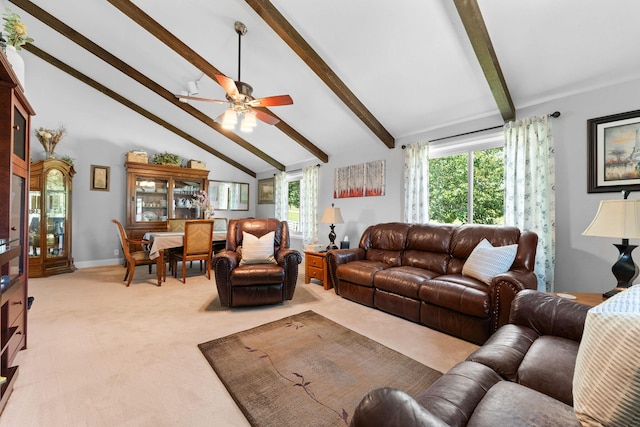 77 Johnson Way Ln, Kimberling City, MO 65686 - living room with light carpet, ceiling fan, and baseboards