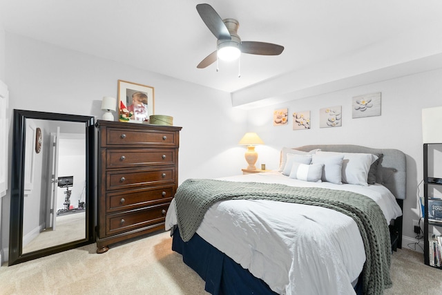 77 Johnson Way Ln, Kimberling City, MO 65686 - bedroom featuring light colored carpet, ceiling fan, and baseboards