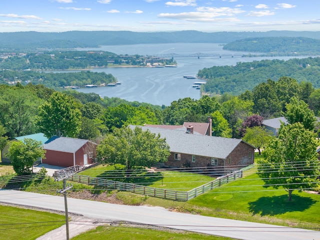 77 Johnson Way Ln, Kimberling City, MO 65686 - aerial view of property and surrounding area featuring a water and mountain view